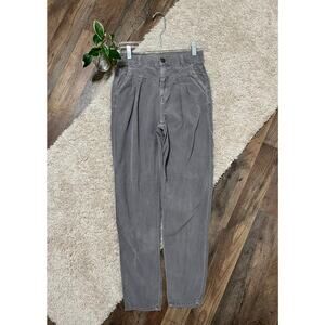 American Eagle 00 Gray Pleated Corduroy High Waisted Ankle Mom Jeans
